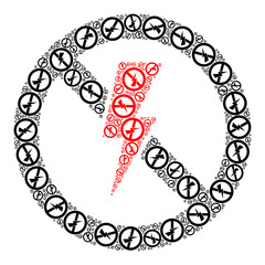 Vector no electricity icon composition. No electricity composition is made of repeating self no electricity parts. Fractal collage of no electricity icon.