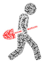 Fototapeta premium Vector shovel robber icon mosaic. Shovel robber composition is created of randomized recursive shovel robber icons. Recursive mosaic of shovel robber icon.