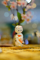 Japanese doll wearing a kimono