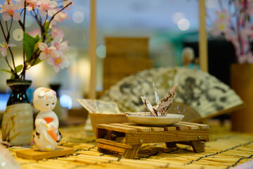 Japanese doll wearing a kimono