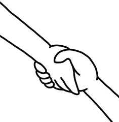 手をつなぐ手描き線画イラスト