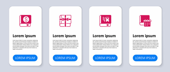 Set Daily paper notepad, Book with mathematics, as gift and Financial book. Business infographic template. Vector