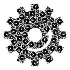 Vector gear rotation icon collage. Gear rotation mosaic is constructed from random recursive gear rotation icons. Recursive mosaic from gear rotation icon.