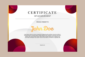 Certificate template design with simple and premium golden and red in modern geometric shape style