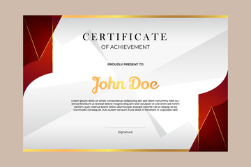 Naklejka na ściany i meble Certificate template design with simple and premium golden and red in modern geometric shape style