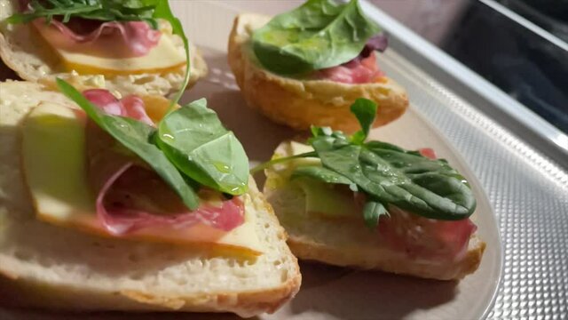 sandwitches with ruccula and tryffel salami