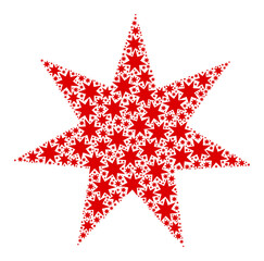 Vector seven pointed star icon composition. Seven pointed star composition is designed from repeating recursive seven pointed star parts. Recursive collage from seven pointed star icon.