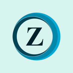 Vector abstract circle rotating logo design element with letter z.