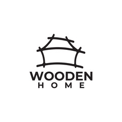 Black traditional wooden home logo design