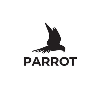 Flying black parrot logo design