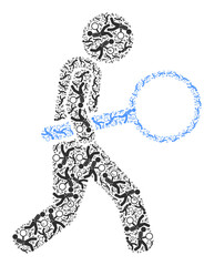 Vector zoom glass inspector icon mosaic. Zoom glass inspector mosaic is constructed with repeating recursive zoom glass inspector pictograms. Recursive mosaic for zoom glass inspector icon.