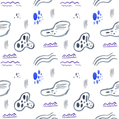 Seamless pattern with spots. Colors: blue, indigo, violet. Watercolor illustration.