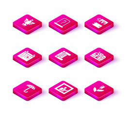 Set Umbrella, Mourning photo frame, Calendar death, Decree, parchment, scroll, Flower rose, Grave with tombstone, Crematorium and icon. Vector