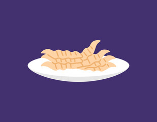 illustration of a plate of potato chips. food. flat cartoon style. vector design
