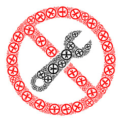Vector forbidden repair icon mosaic. Forbidden repair mosaic is organized of random recursive forbidden repair pictograms. Recursive mosaic for forbidden repair icon.