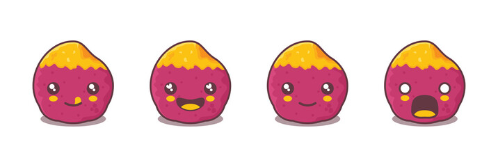 vector sweet potato cartoon mascot, with different facial expressions