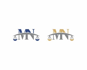Letters MN Logo With Scale of Justice Logo Icon 001