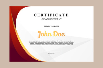 Obraz premium Certificate template design with simple and premium golden and red in modern geometric shape style