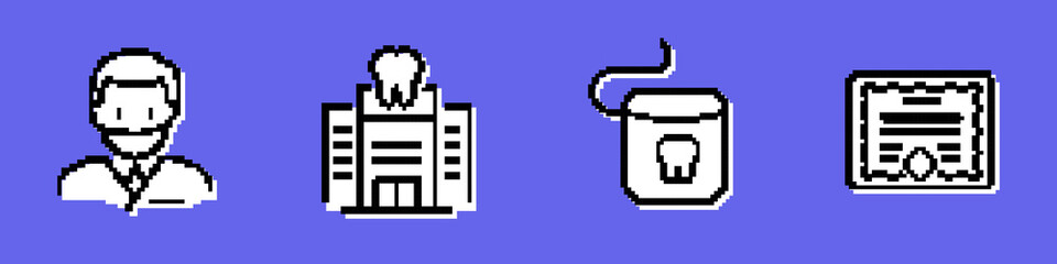 Fototapeta premium Doctor, hospital icon. Health care concept. Medicine. Pixel style. Vector line icon for Business and Advertising