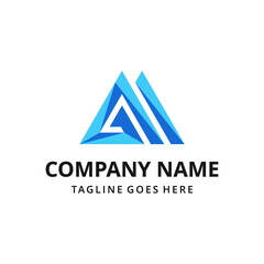 Abstract illustration of initials G I triangle shape. geometric logo design template