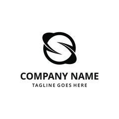 Creative modern abstract illustration of initials S with earth orbit vector design. vector logo design template