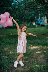 girl with balloons,  portrait of a woman holding a balloon
