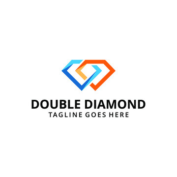 Creative modern abstract illustration of two diamonds. geometric logo design template