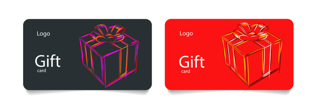 Goft voucher of certificate template with hand drawn sketch illustration of a gift box