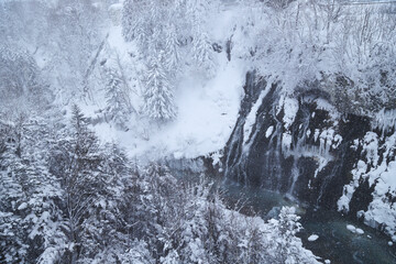 Fototapeta na wymiar 【北海道美瑛町】白ひげの滝の風景