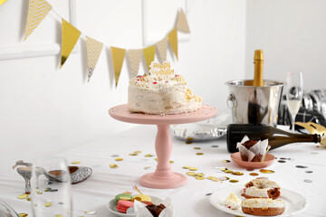 Table with leftovers after party celebration