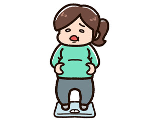 Obraz premium ショックを受けている肥満の女性 体重計