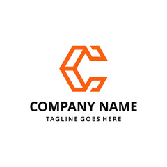 Illustration modern Letter C geometric logo icon design template elements