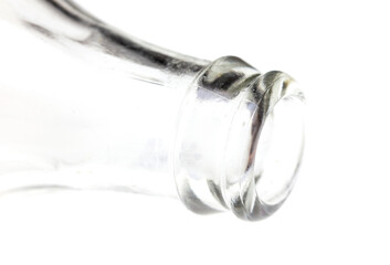 Glass bottle neck on a white background.