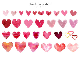 ハートのアイコンセット 水彩 手書き風素材 バレンタイン