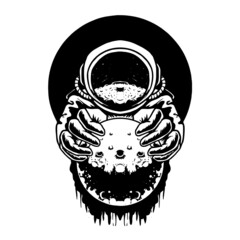 Astronaut Galaxy Space eart, moon, rocket, Skate Vector Illustration t shirt design