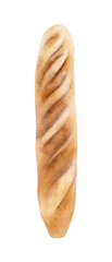 Hand-drawn watercolor French white baguette bread on wooden cutting board illustration. Fresh baked goods for bakery card, logo design isolated on white background