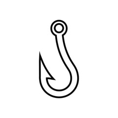 Fishing hook line icon, vector logo isolated on white background