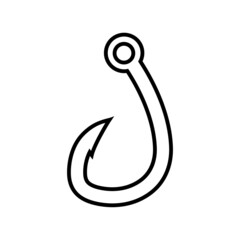 Fishing hook line icon, vector logo isolated on white background