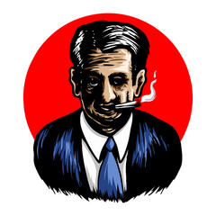 mafia Boss smoke character vector illustration tshirt design