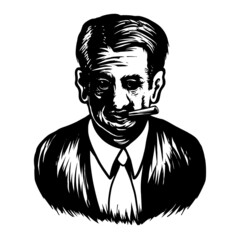 mafia Boss smoke character vector illustration tshirt design