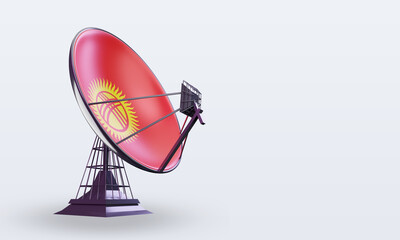 3d satellite Kyrgyzstan flag rendering left view