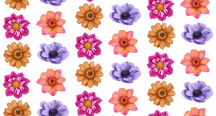 	
Seamless pattern with flowers. Forest background. Hand-drawn illustration, vector
