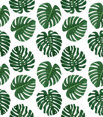 Fototapeta na wymiar Seamless Pattern with hand-drawn palm leaves, vector