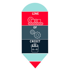 LOC - Line of Credit acronym. business concept background. vector illustration concept with keywords and icons. lettering illustration with icons for web banner, flyer, landing page