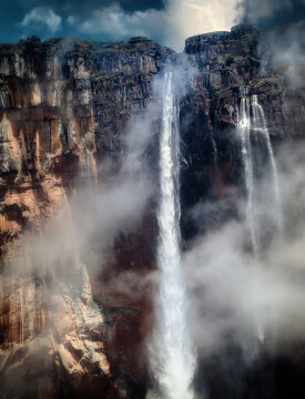 Vertical photo of Angel Falls taken from a plane 