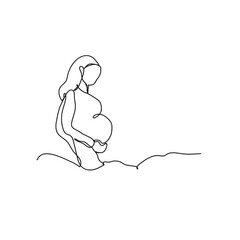 mother is pregnant with her baby one continuous line drawing illustration icon vector