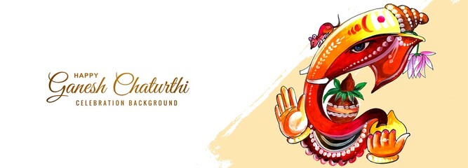 Decorative lord ganesha for ganesh chaturthi festival banner design