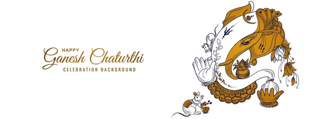 Decorative lord ganesha for ganesh chaturthi festival banner design