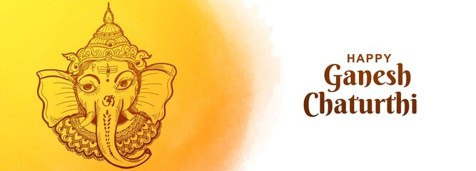 Indian festival for ganesh chaturthi card banner background
