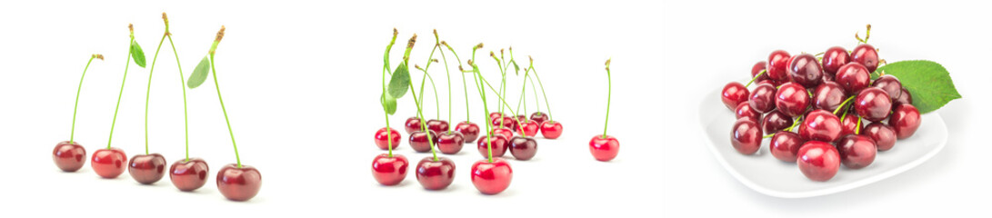 Collection of Fresh cherry isolated on a white background